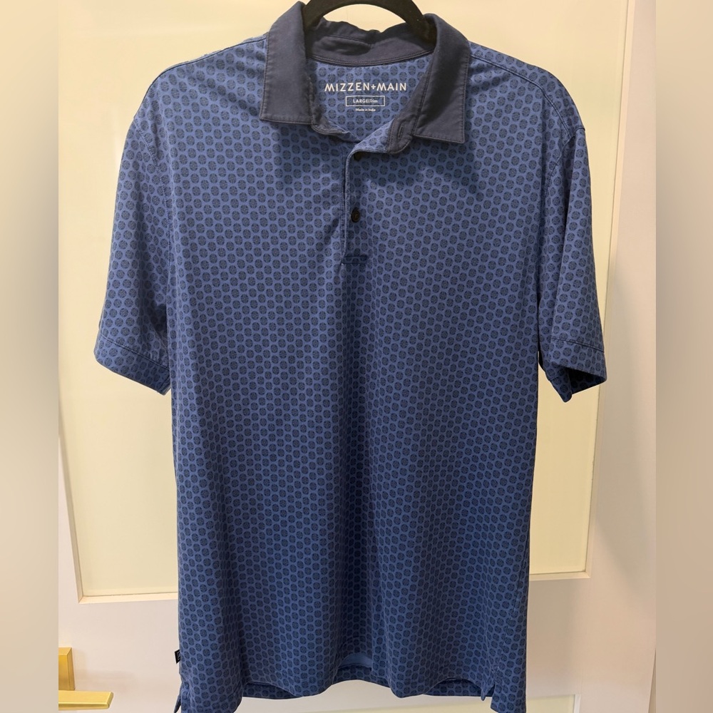 Mizzen+Main Navy Geometric Polo